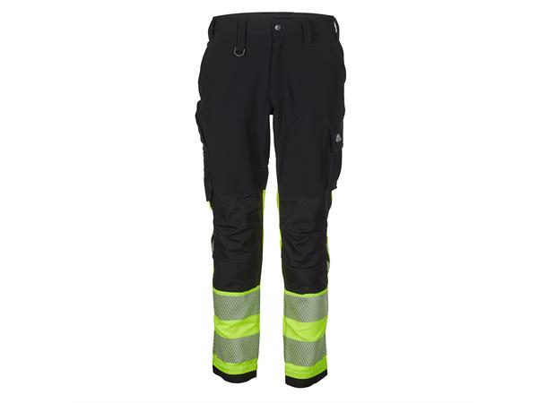 Bulldog stretchbukse, svart/gul, Servicebukse, synlighet kl. 1 Vår bestselger