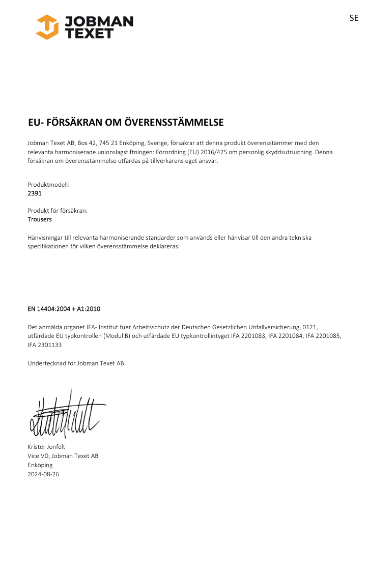 2391 Håndtverksbukse Stretch