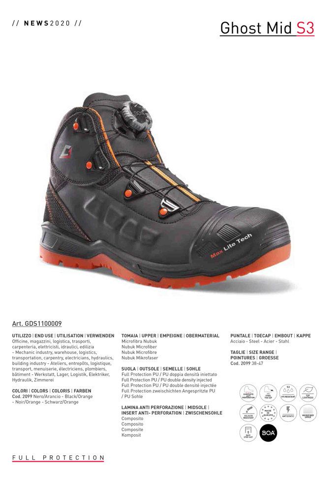 Garsport Ghost Mid vernesko,  Boa-snøresystem. S3, SRC