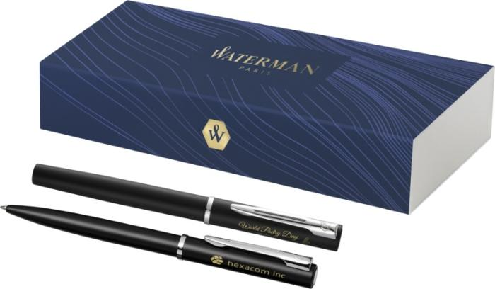 Waterman Allure kulepenn og rollerball pennesett (blått blekk)